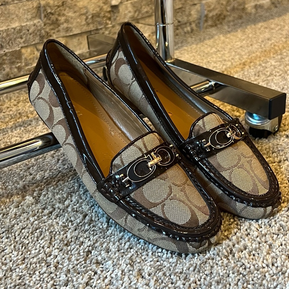 Coach Brown and Black Loafers with Elegant Trim